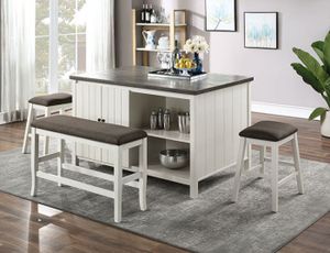 Furniture of America® Heidelberg 4-Piece Dark Gray/Off-White Counter-Height Dining Set