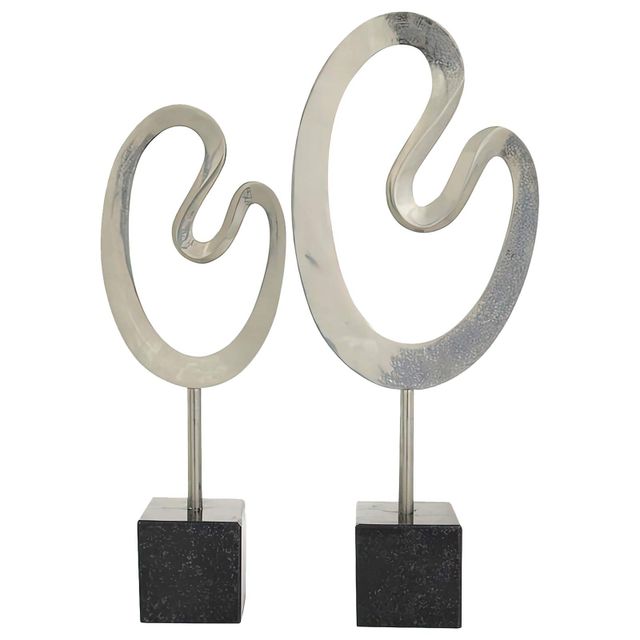 Uma Home Set of 2 Cosmo Silver Abstract Sculpture-0