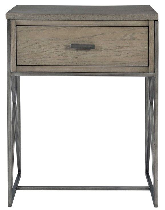 Uttermost® Cartwright Aged Gray Side Table with Mushroom Gray and Brushed Pewter Base-1
