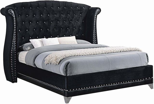 Coaster® Barzini Black and Chrome King Upholstered Bed 0