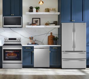 LG 4 Piece Kitchen Package with a 26.9 Cu. Ft. Capacity 4 Door French Door Refrigerator PLUS a FREE $100 Furniture Gift Card!