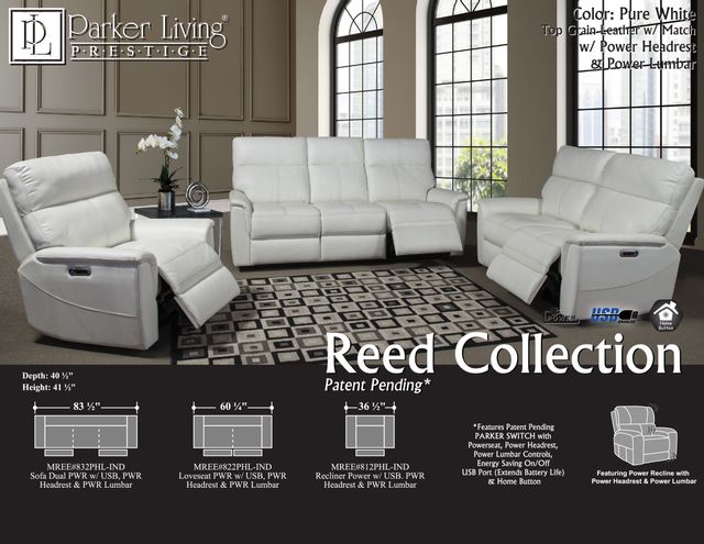 Parker House® Reed Pure White Power Sofa-2