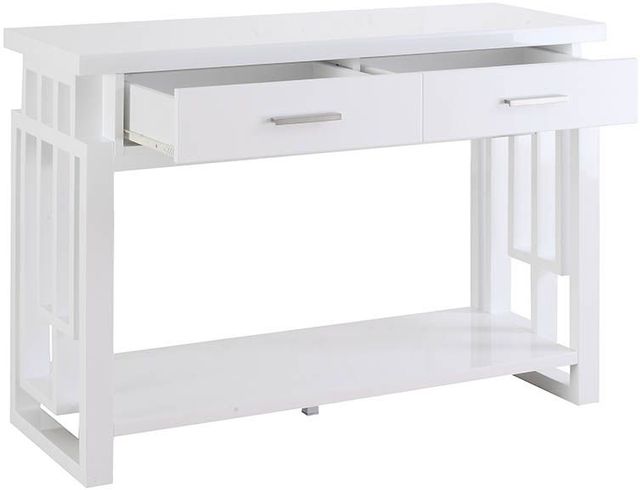 Coaster® Glossy White Rectangular 2-Drawer Sofa Table High-1