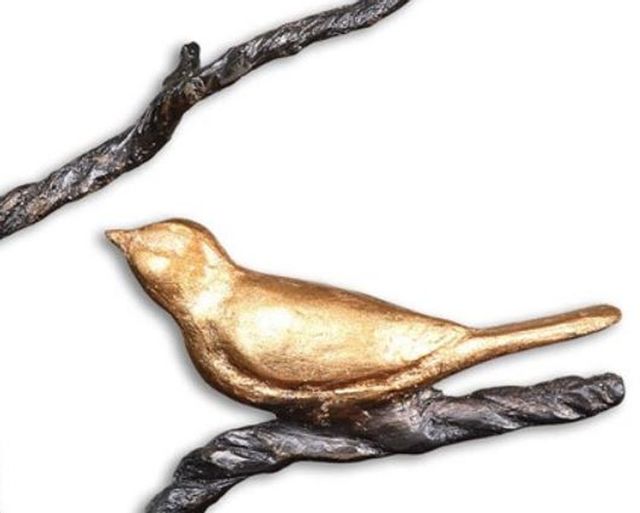 Uttermost® Metallic Gold Birds on a Limb Sculpture-2