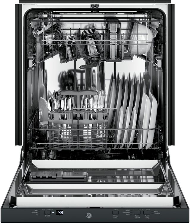 GE® 24" Black on Black Built-In Dishwasher-2