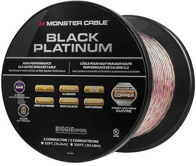Monster® 50' Black Platinum CL Rated XP Clear Jacket Speaker Cable 1