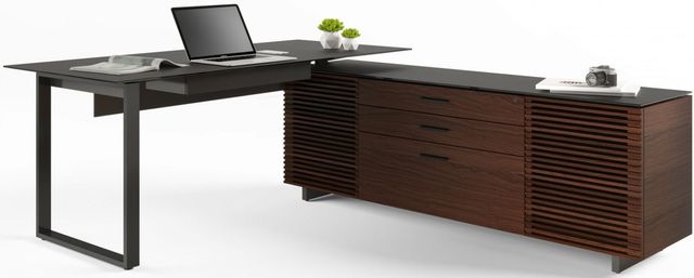 BDI Corridor® Chocolate Stained Walnut L-Desk 1
