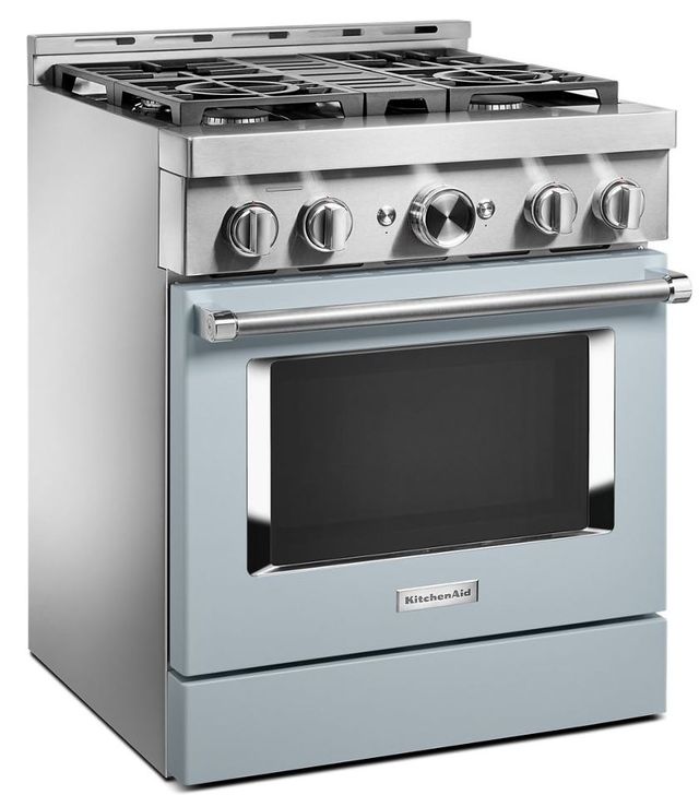 KitchenAid® 30" Misty Blue Smart Commercial-Style Gas Range 2