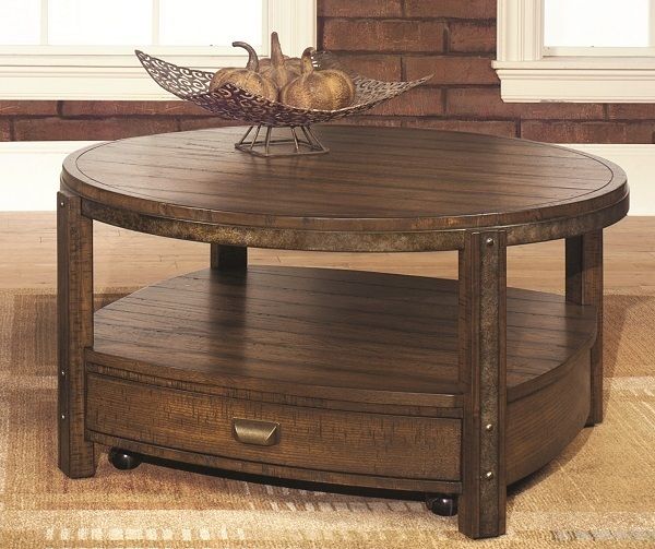 Null Furniture Brown Round Cocktail Table