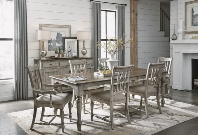 Flexsteel® Plymouth® Distressed Graywash Upholstered Dining Chair 4