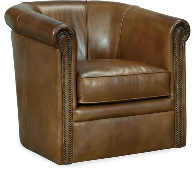 Hooker® Furniture CC Axton Checkmate Pawn Swivel Leather Club Chair-0
