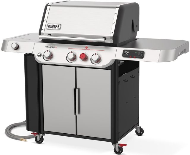 Weber® Grills® Genesis 62" Stainless Steel Smart NG Freestanding Grill with Side Burner-1
