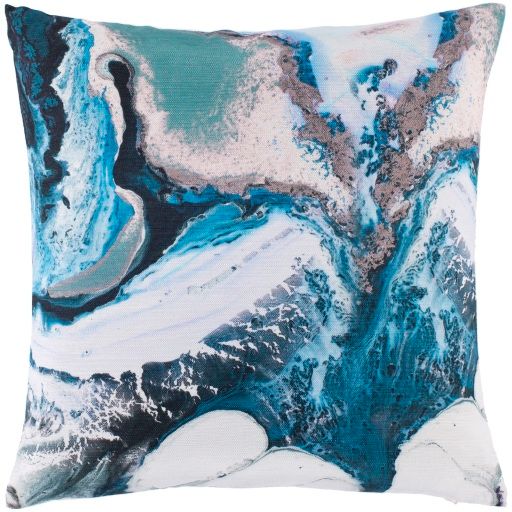 Surya Ebru Emerald 18"x18" Toss Pillow with Polyester Insert-0