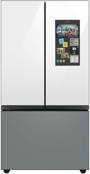 Samsung Bespoke 24 Cu. Ft. Matte Grey/White Glass Counter Depth 3-Door French Door Refrigerator with Family Hub™