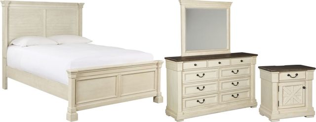 Signature Design by Ashley® Bolanburg 4-Piece Antique White Queen Panel Bed Set