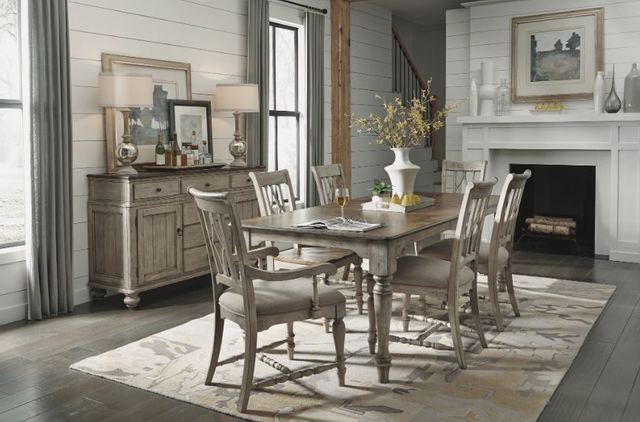 Flexsteel® Plymouth® Distressed Graywash Upholstered Dining Chair 6