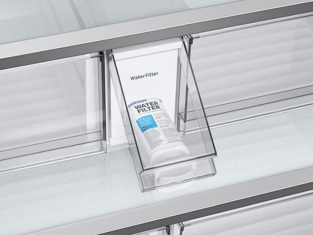 Samsung Bespoke 30 Cu. Ft. White Glass 3-Door French Door Refrigerator with Beverage Center™ 9