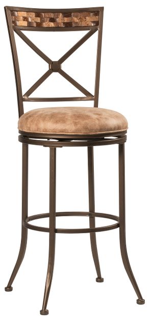 Hillsdale Furniture Compton Brown With Coconut Shell Panel Top Swivel Bar Stool