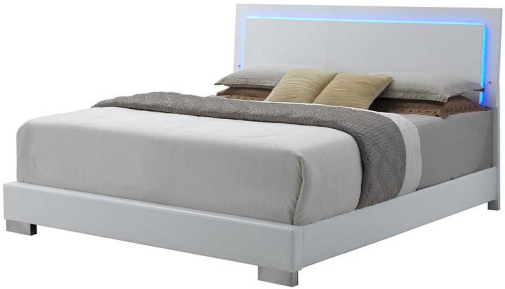 Coaster® Felicity Glossy White Lighted California King Bed
