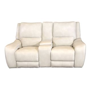 Cheers Enzo Cream Power Reclining Loveseat with Console with Power Headrests