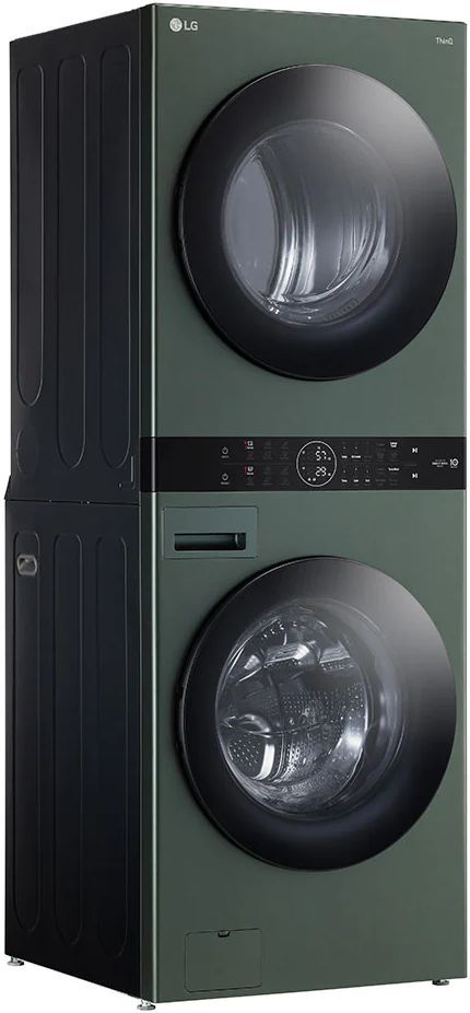 LG 4.5 Cu. Ft. Washer, 7.4 Cu. Ft. Electric Dryer Nature Green Stack Laundry-3