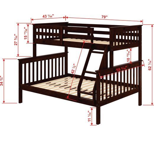 Donco Kids Dark Cappuccino Twin/Full Mission Bunk Bed-2