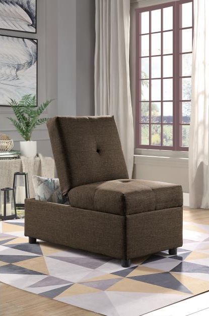 Mazin Furniture Denby Brown Fabric Storage Ottoman/Chair 1