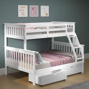 Donco Kids White Twin/Full Mission Bunk Bed With Dual Under Bed Drawers-2
