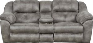 Catnapper® Ferrington Steel Power Reclining Console Lay Flat Loveseat with Storage and Cupholders