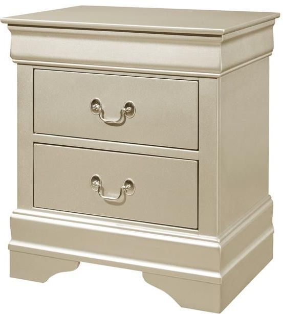 Crown Mark Louis Philip Champagne Queen Four Piece Bedroom Set with Night Stand 2