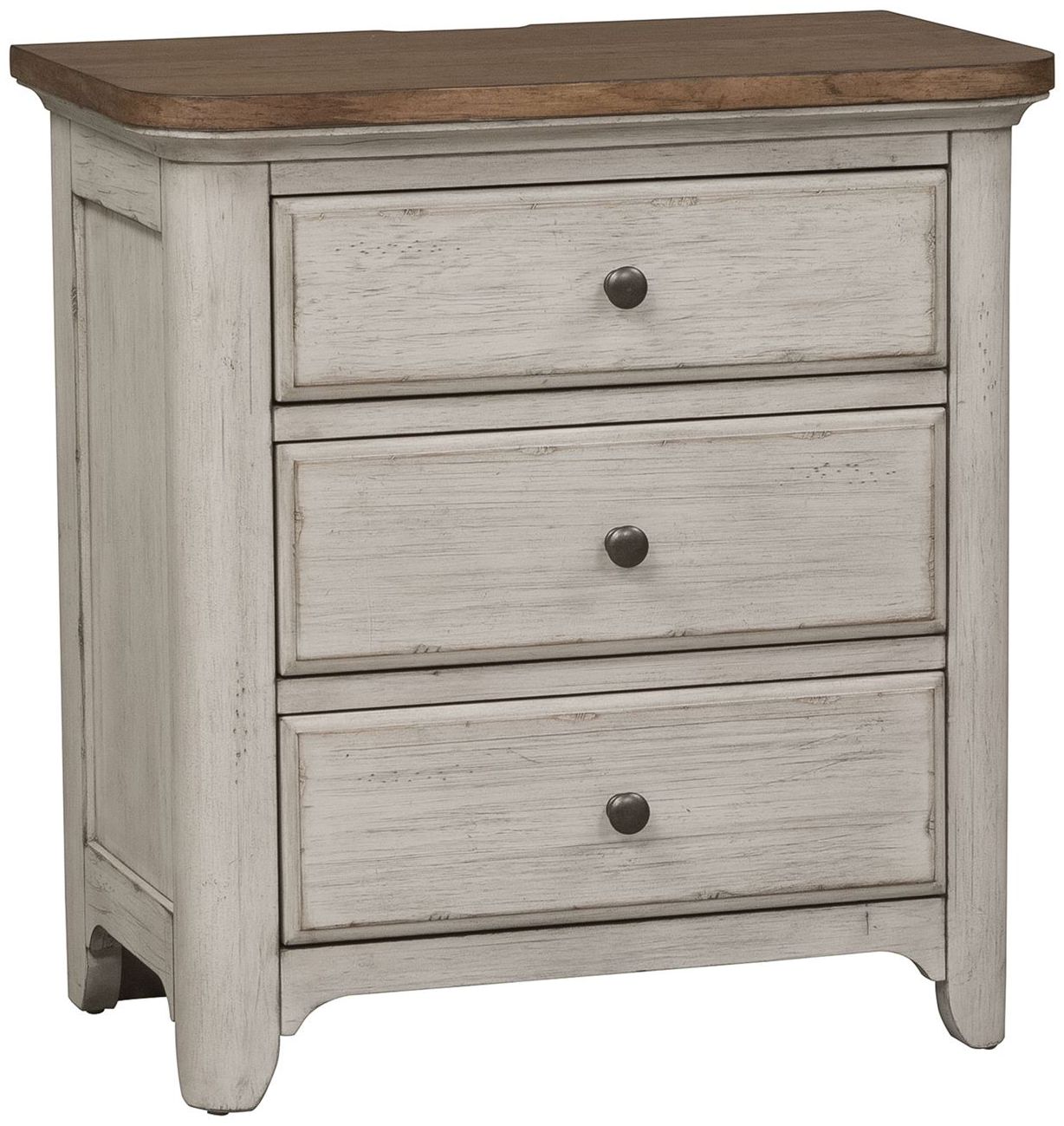 Liberty Furniture Farmhouse Reimagined Antique White Chestnut Charging Station Nightstand