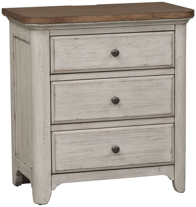 Liberty Furniture Farmhouse Reimagined Antique White Chestnut Charging Station Nightstand 0