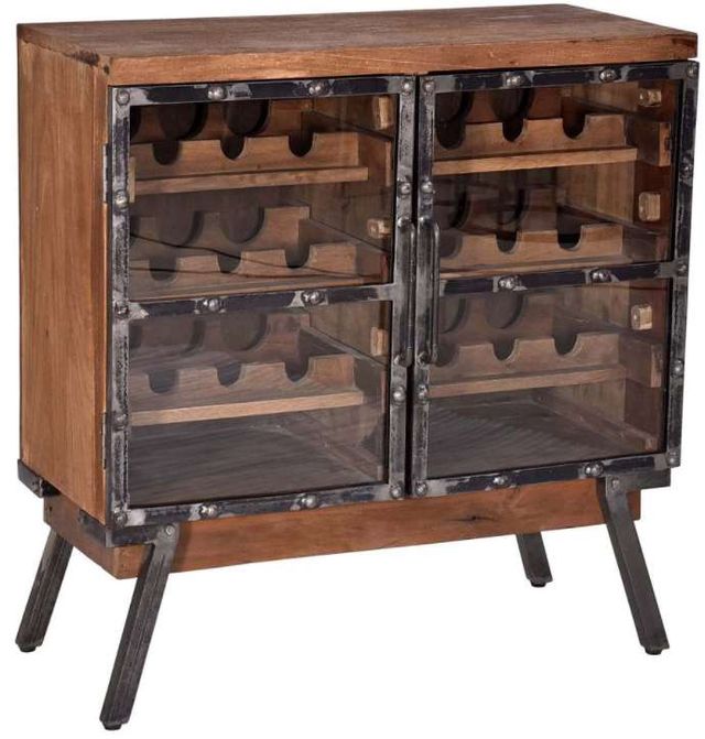 Progressive® Furniture Layover Caramel/Iron Wine Cabinet-0