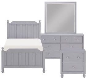 Mazin Furniture Wellsummer 4 Piece Gray Twin Bedroom Set 0