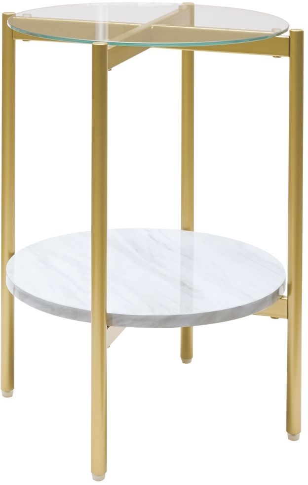 Signature Design by Ashley® Wynora White/Gold Round End Table-0