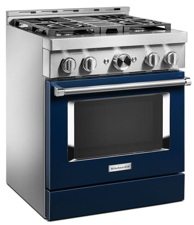 KitchenAid® 30" Ink Blue Smart Commercial-Style Gas Range 3