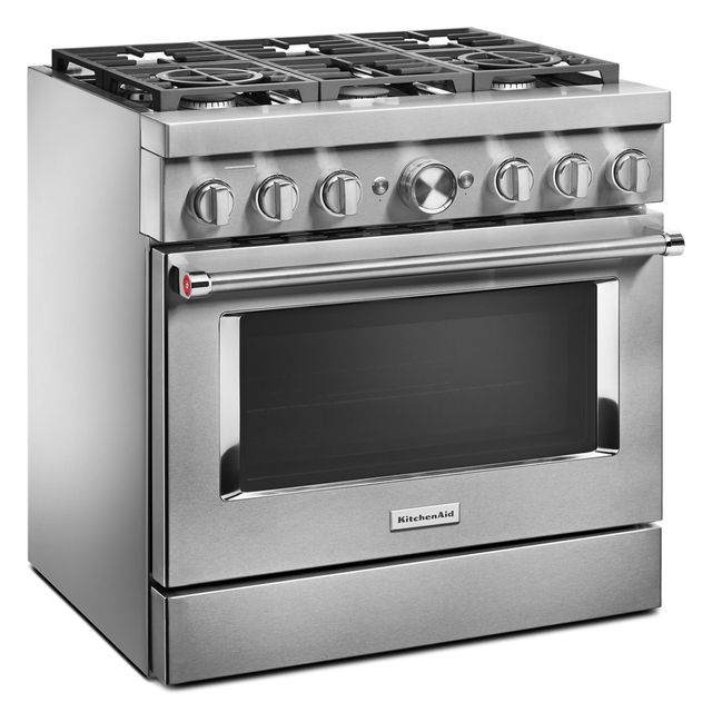KitchenAid® 36" Stainless Steel Commercial Style Freestanding Dual Fuel Range-1