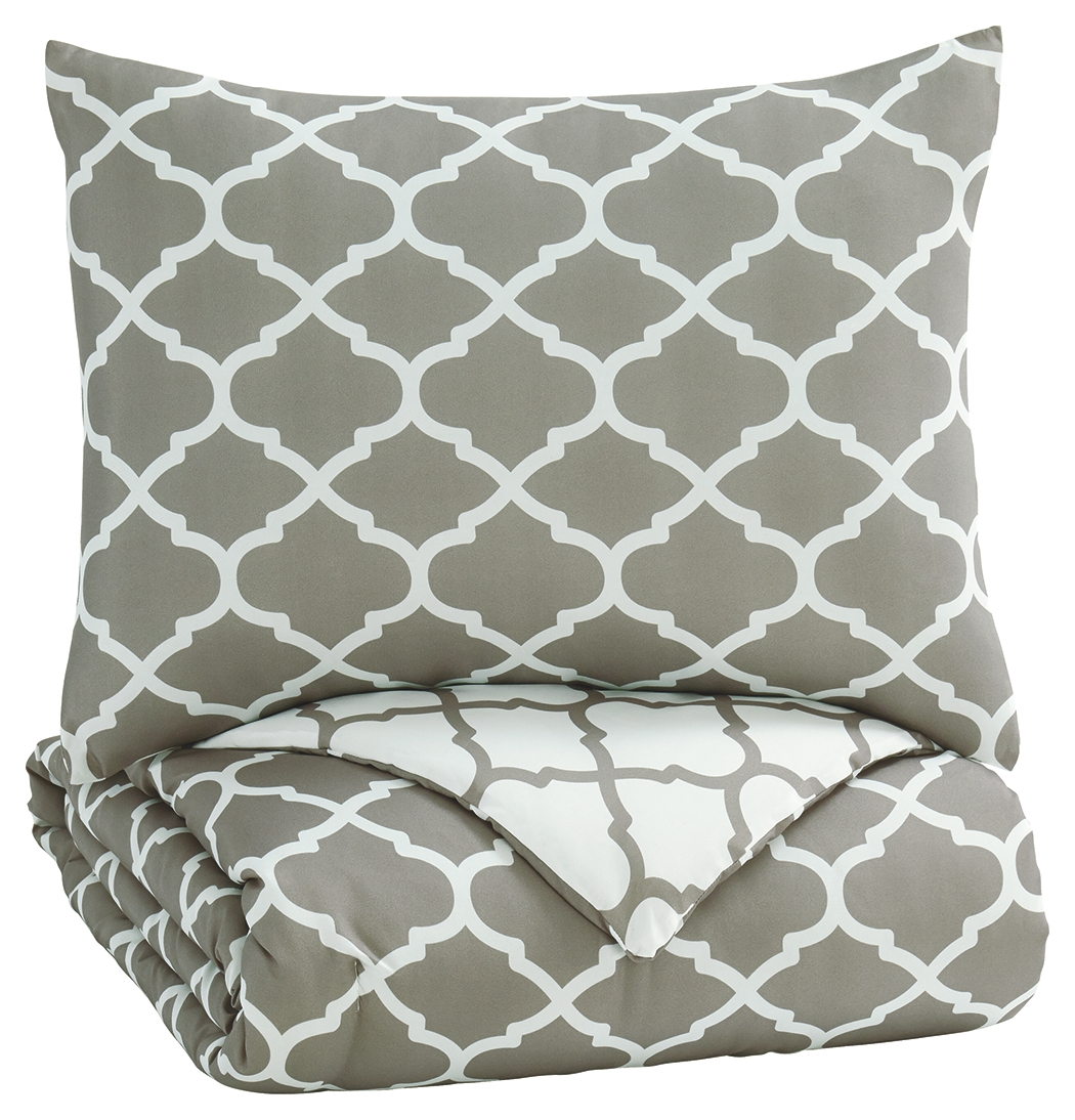 Signature Design by Ashley® Media Gray/White Twin Comforter Set