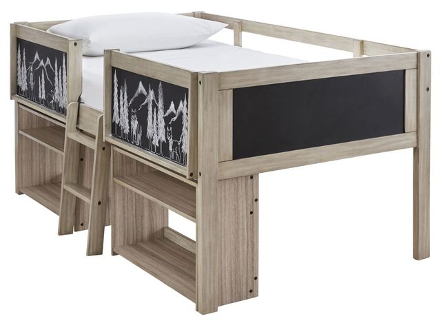 Signature Design by Ashley® Wrenalyn Beige/Black Twin Loft Bed and Shelves-0