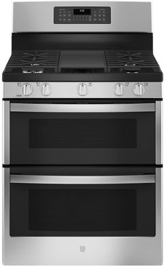 GE® 30" Stainless Steel Free Standing Gas Double Oven Convection Range