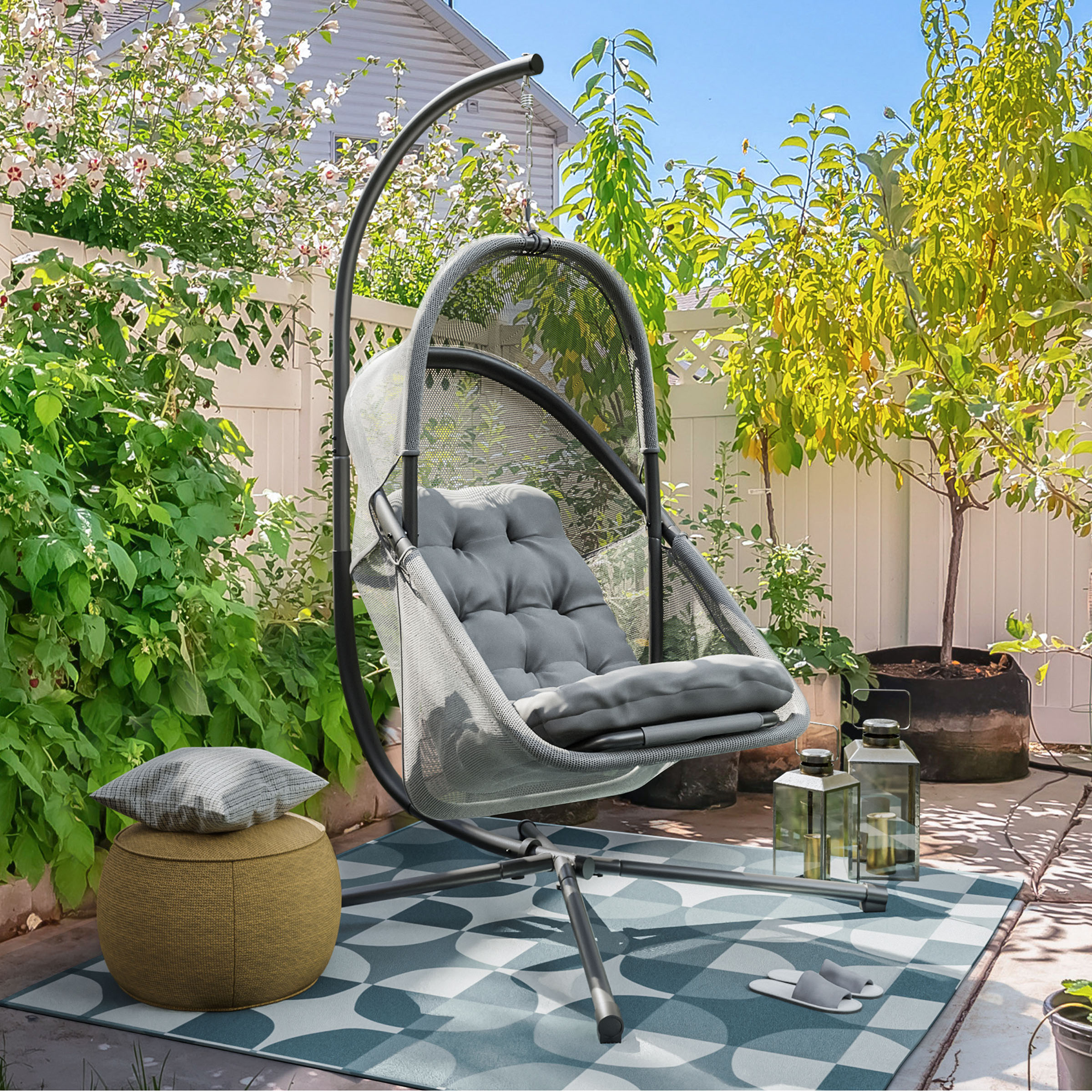 Garden swing best sale chair grey