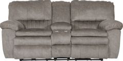 Catnapper® Reyes Graphite Lay Flat Reclining Console Loveseat with Storage & Cupholders