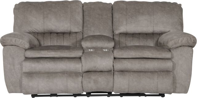 Catnapper® Reyes Graphite Reclining Lay Flat Console Loveseat with Storage and Cupholders 1