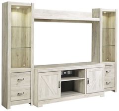 Signature Design by Ashley® Bellaby 4-Piece Whitewash Entertainment Center with Glass Shelves