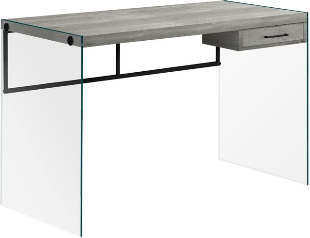 Monarch Specialties Inc. 48"L Grey Reclaimed Wood Glass Panel Computer Desk 1