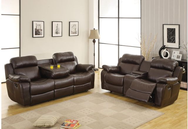 Homelegance® Marille Brown Double Reclining Glider Loveseat with Center Console 2