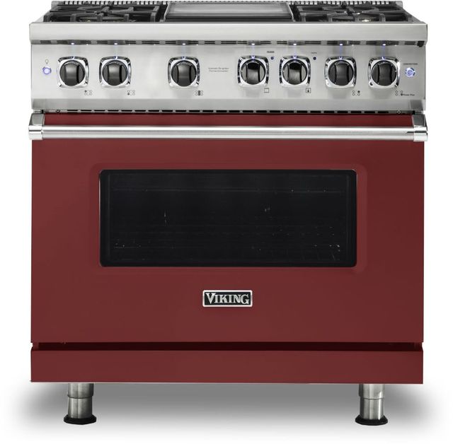 Viking® 5 Series 36" Reduction Red Pro Style Dual Fuel Liquid Propane Range with 12" Griddle
