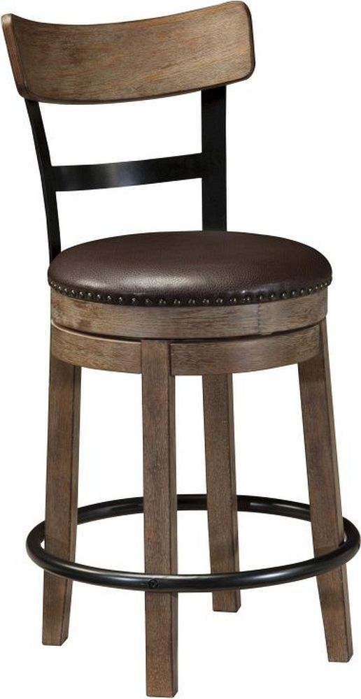 Signature Design by Ashley® Pinnadel Light Brown Upholstered Swivel Counter Height Stool 0