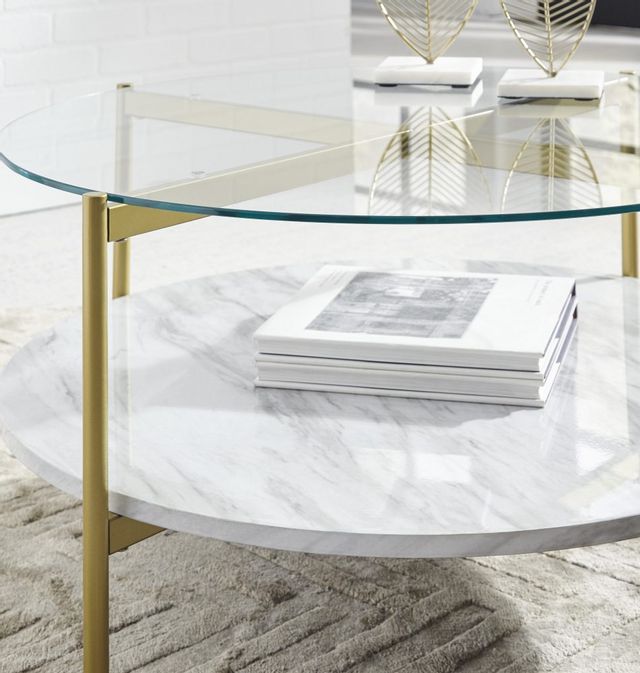 Signature Design by Ashley® Wynora White/Gold Round Coffee Table 3