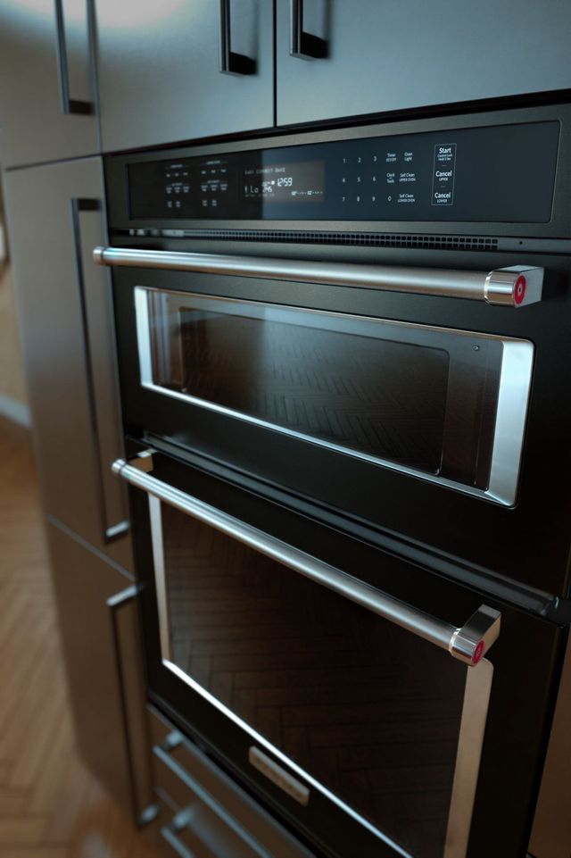 KitchenAid® 30" Black Stainless Steel with PrintShield™ Finish Oven/Micro Combo Electric Wall Oven 9